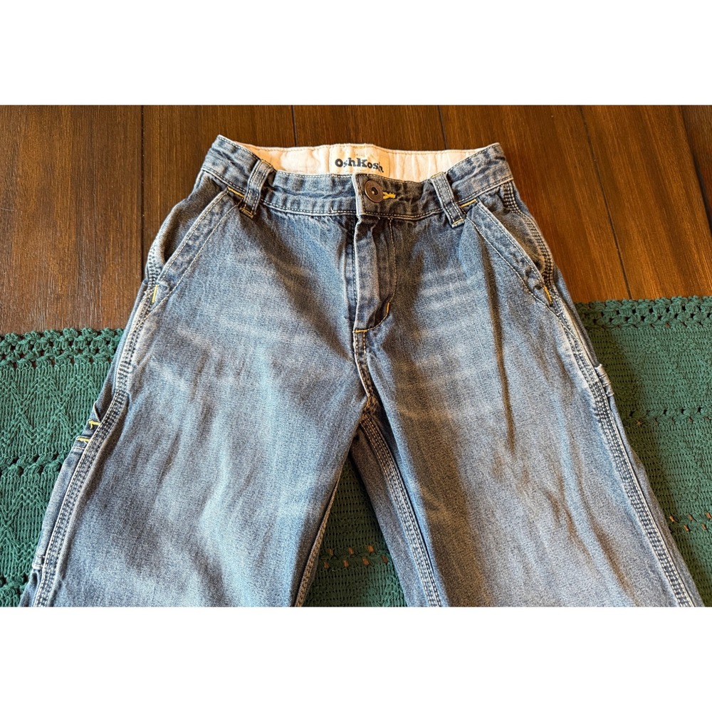 OshKosh Bgosh Boys Carpenter Jeans Medium Wash Denim Hammer Loop Size 7 Regular